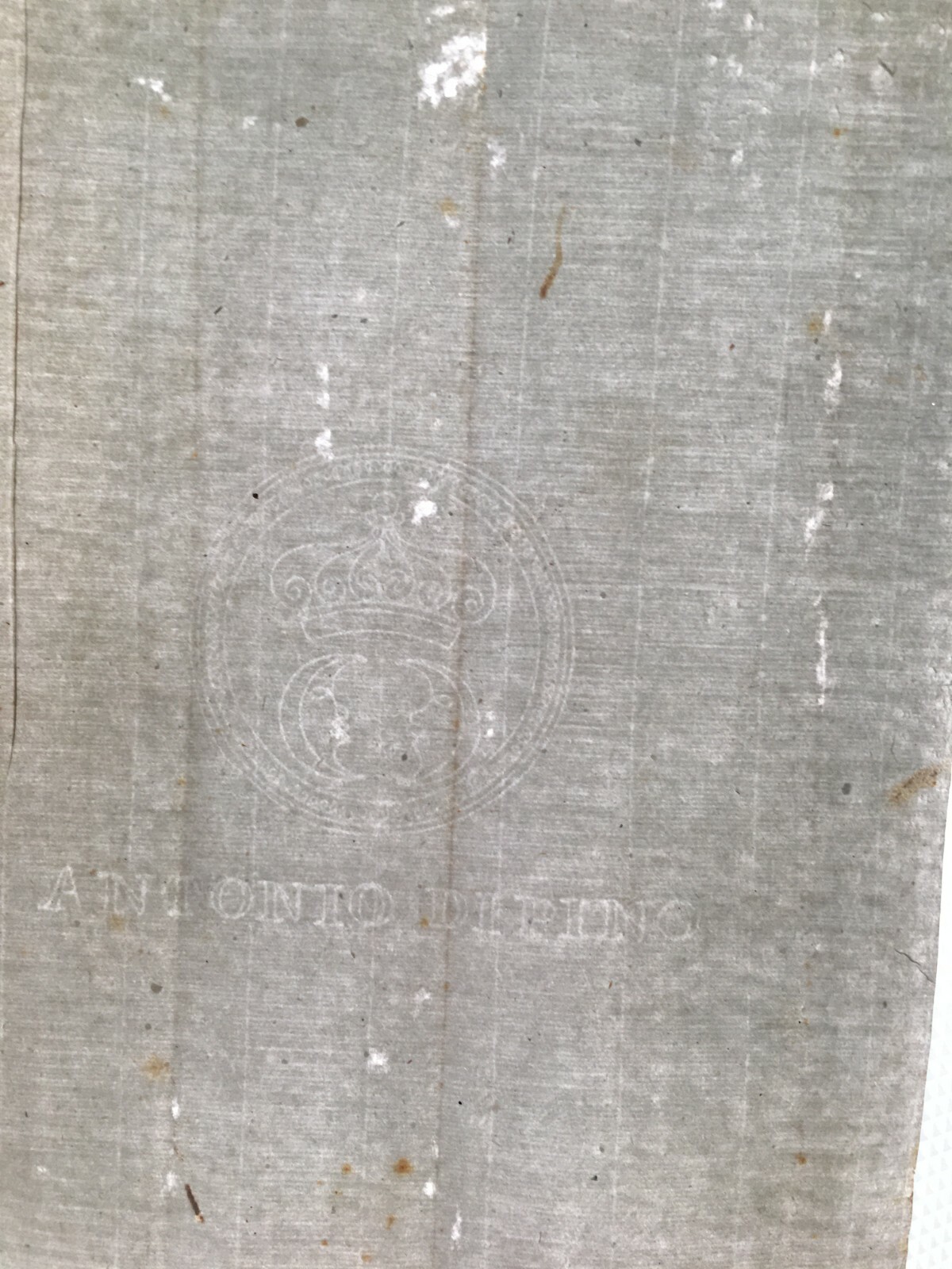 Collezionismo Cartaceo: Antica Carta Filigranata Di Pino   Araldica, Luna, Corona
