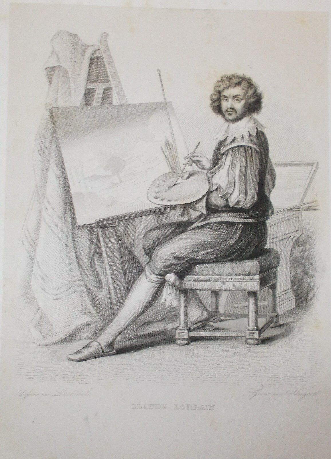 Claude Lorrain. Ritratto Dell'Artista. Incisione Originale Di Nargeot.