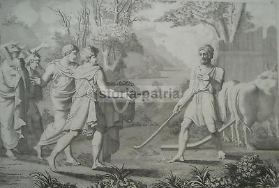 Arte Antica Roma, Mitologia, Storia Romana Antica. Incisione: Cincinnato All'Aratura (XIX Secolo)