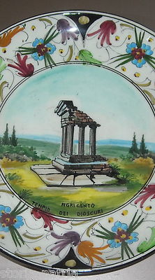 Sicilia, Agrigento: Piatto Decorativo Da Collezione Con Il Tempio Dei Dioscuri