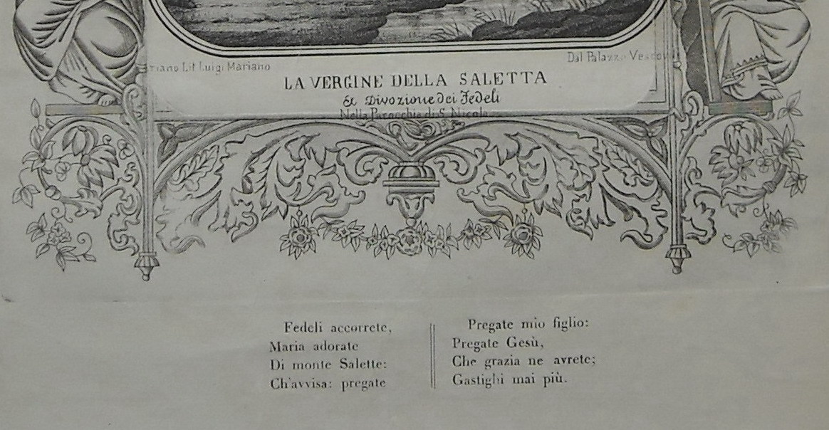 Campania, Irpinia, Ariano: Antica Stampa Popolare Della Madonna Della Saletta, Mariano, Metà Ottocento