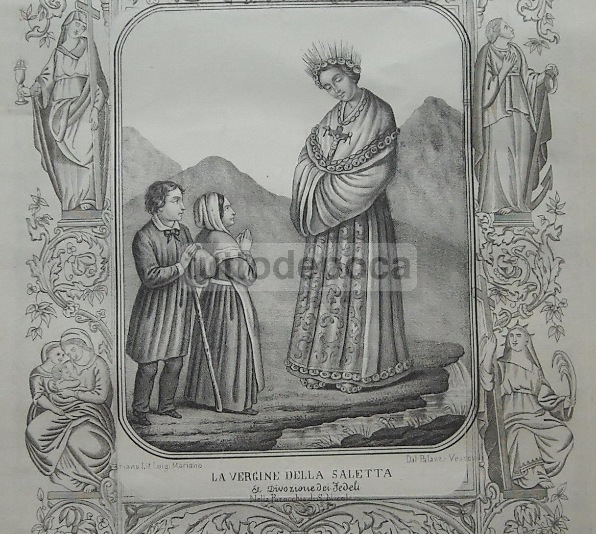 Campania, Irpinia, Ariano: Antica Stampa Popolare Della Madonna Della Saletta, Mariano, Metà Ottocento