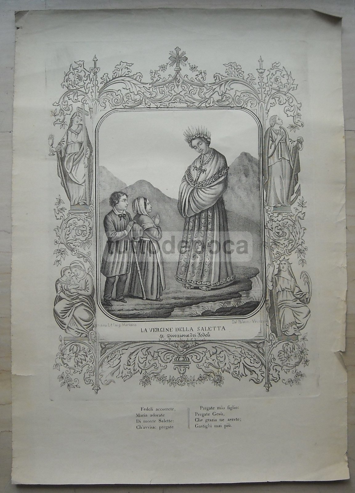 Campania, Irpinia, Ariano: Antica Stampa Popolare Della Madonna Della Saletta, Mariano, Metà Ottocento
