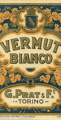 Piemonte, Torino: Etichetta Pubblicitaria Liquori Vermouth Prat Riccadonna