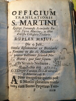 Puglia, Martina Franca, S. Martino Vescovo, Antica Edizione Devozionale, 1715