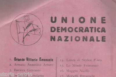 Politica Sicilia: Elezioni Politiche Unione Democratica Nazionale, Propaganda