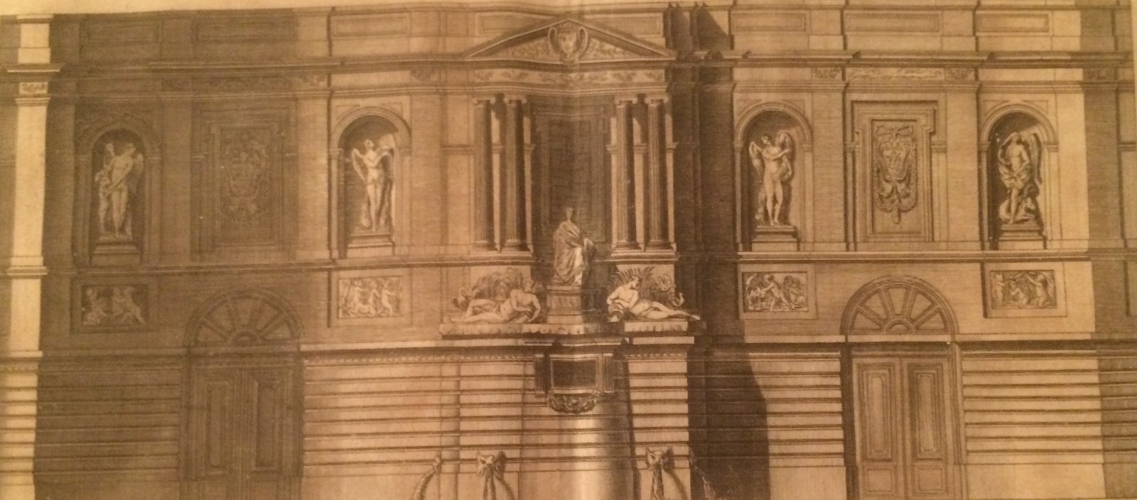 Architettura Francia: Fontana Monumentale Di Bouchardon, Incisione Di Guidotti, XVIII Secolo