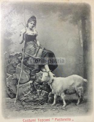 Toscana Folklore: Costumi Popolari, Pastorella. Cartolina d'Epoca Alinari