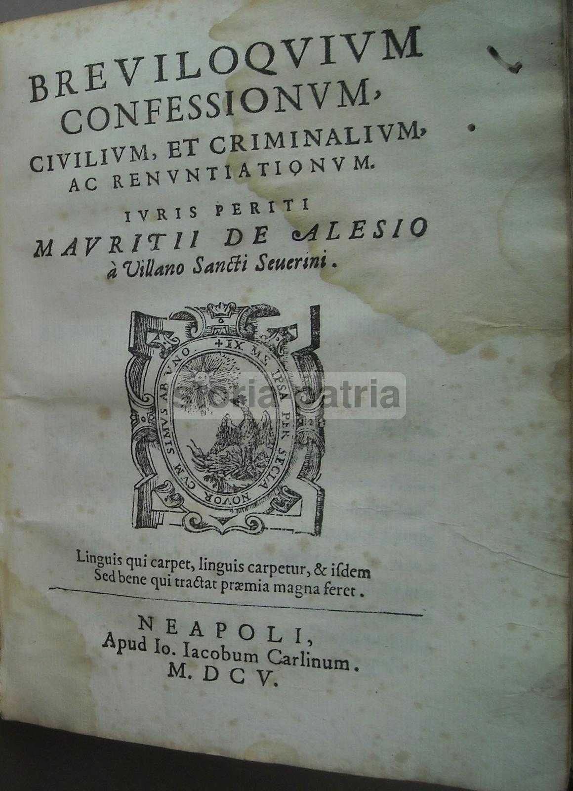 Napoli, Salerno, Avellino: Giuridica, Notariato, Confessione, Giuramento, Caracciolo