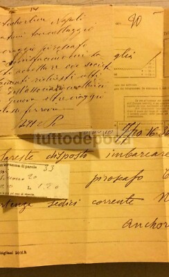 Emigrazione Napoli New York, Anchor Line, Piroscafo Calabria: Antico Telegramma (1913)