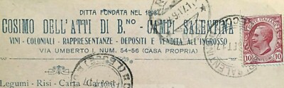 Puglia, Lecce, Campi Salentina: Cartolina Pubblicitaria Cosimo Dell'Atti
