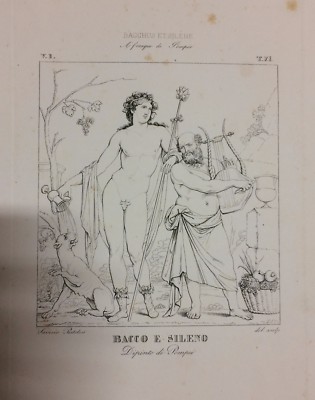 Mitologia, Musica, Sileno, Bacco, Enologia, Uva: Antica Decorazione Pompeiana, Stampa