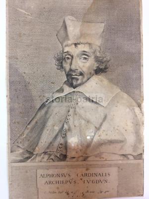 Incisione Antica Del 1636, Ritratto Del Cardinale Alfonso, Claude Mellan