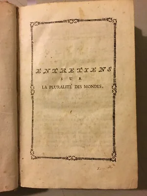 Pluralità dei Mondi: Conversazioni sulla Cosmologia e Filosofia. Edizione del Xviii Secolo