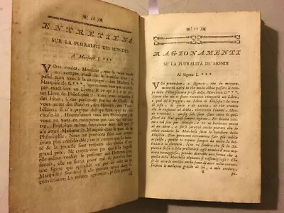 Pluralità dei Mondi: Conversazioni sulla Cosmologia e Filosofia. Edizione del Xviii Secolo