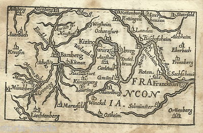 Franconia: Antica Mappa Cartografica Della Germania   Incisione All'Acquaforte