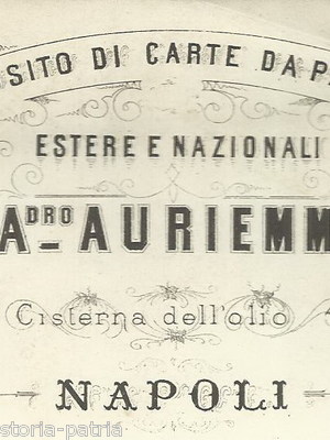 Napoli, Antico Biglietto Da Visita Pubblicitario Auriemma, Carte Da Parati
