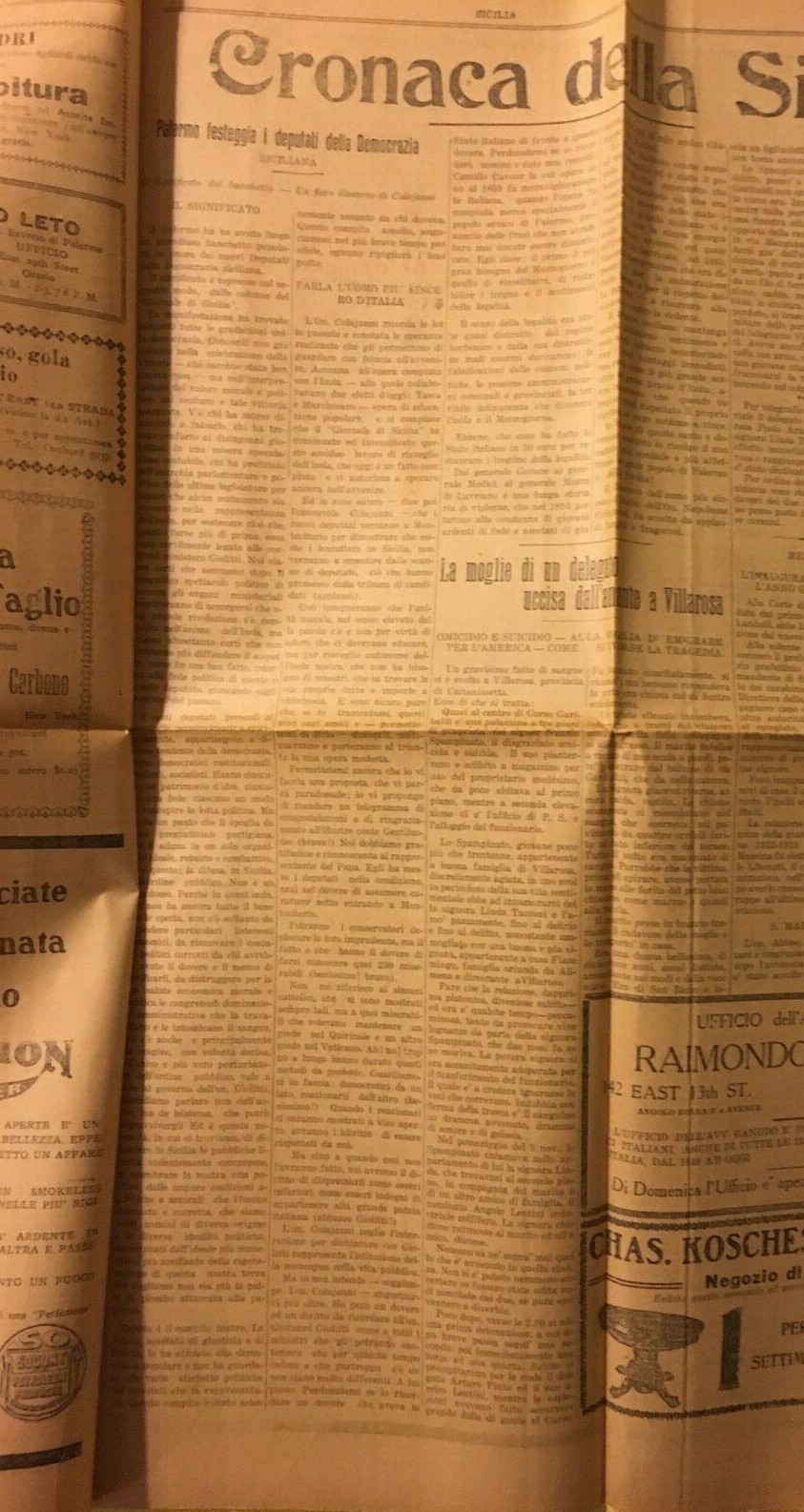 Sicilia: Emigrazione Siciliana In America, Palermo, Messina E Cronaca Di Villarosa, 1913