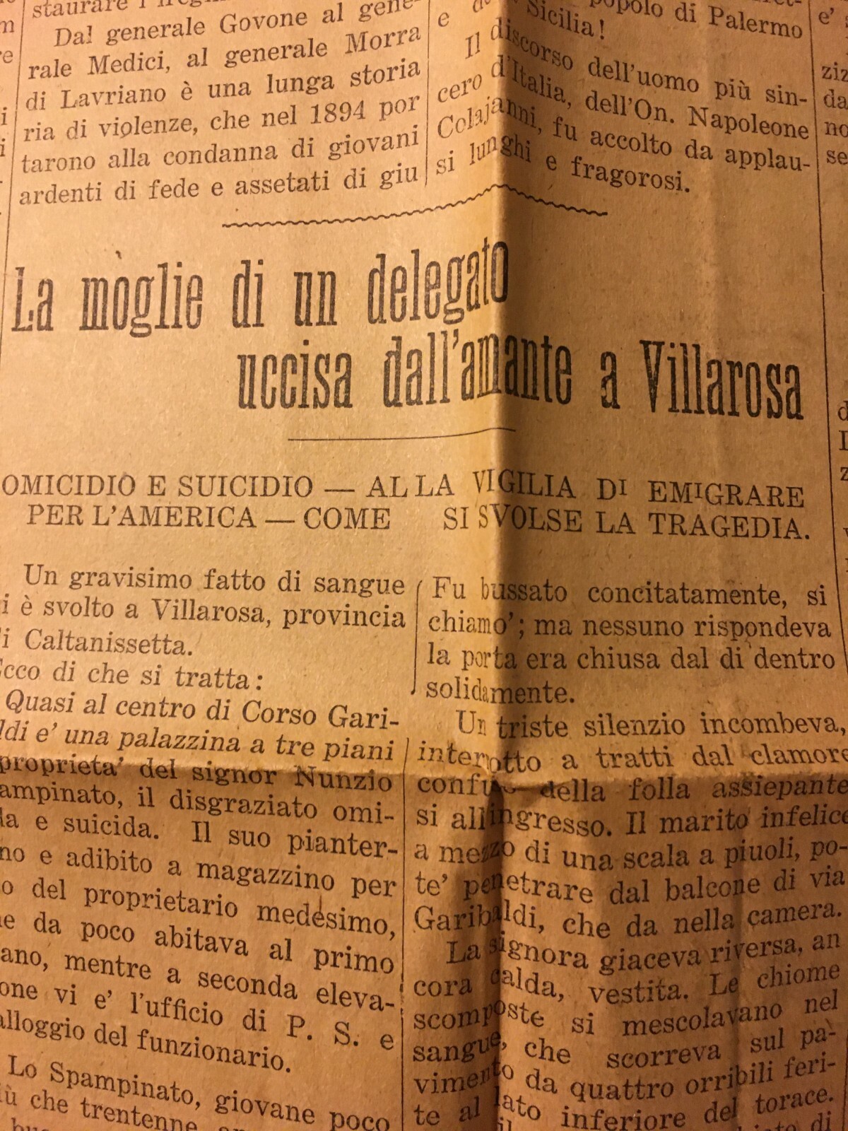 Sicilia: Emigrazione Siciliana In America, Palermo, Messina E Cronaca Di Villarosa, 1913