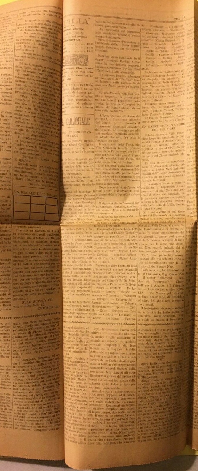 Sicilia: Emigrazione Siciliana In America, Palermo, Messina E Cronaca Di Villarosa, 1913