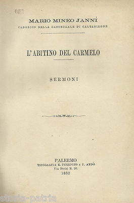 Sicilia Palermo Caltagirone Mario Mineo Janni: L'Abitino Del Carmelo, 1882