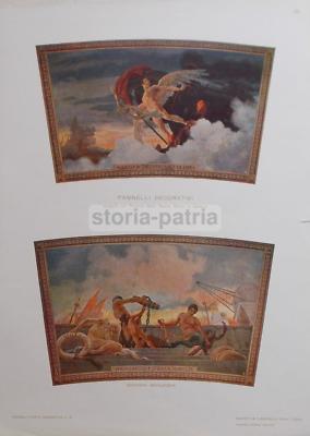 Liguria, Genova, Palazzo Della Nuova Borsa, Pannelli Decorativi Di Giovanni Bevilacqua, Stampe (3)