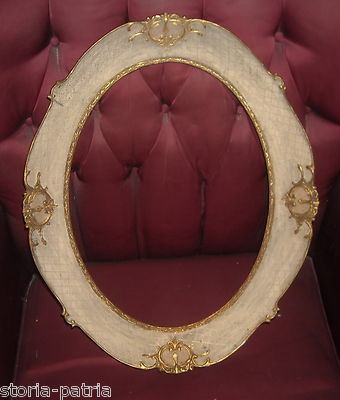 Cornice d'Epoca Ovale In Legno Laccato E Dorato