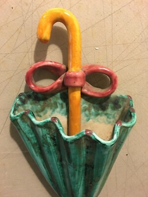 Ceramica Artistica A Forma Di Ombrello, Pucci Umbertide, Portafiori Da Collezione