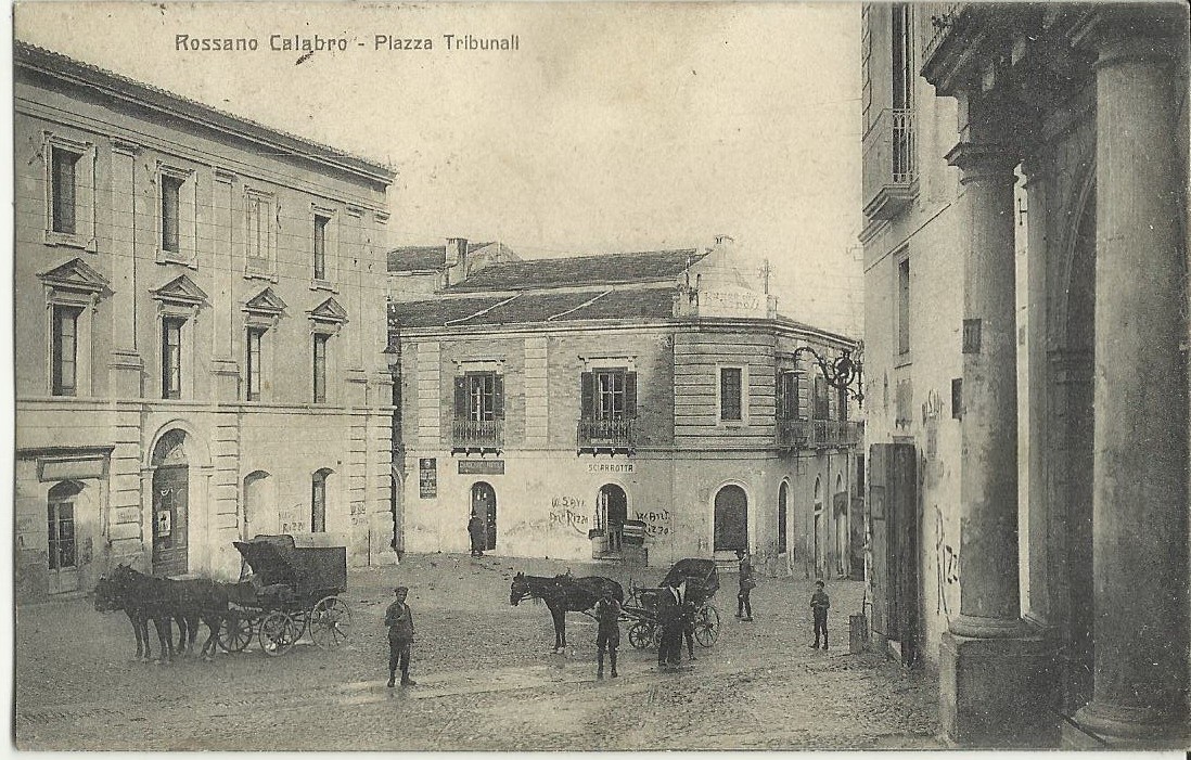 Calabria, Rossano Calabro: Animata Veduta Folklorica, Carrozzelle, Antica Cartolina