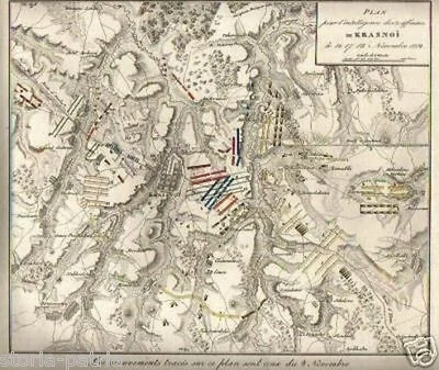 Napoleonic Battles: Krasnoi, Antique 19th-Century Cartography