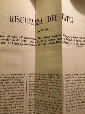 Brescia: L'Orefice Gualla Contro Il Deputato La Masa   Giuridica   Bevilacqua La Masa, 1866