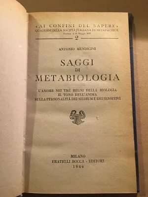 Metabiology, Metapsychics, Botany, Zoology, Mediums and Psychics, Mendicini