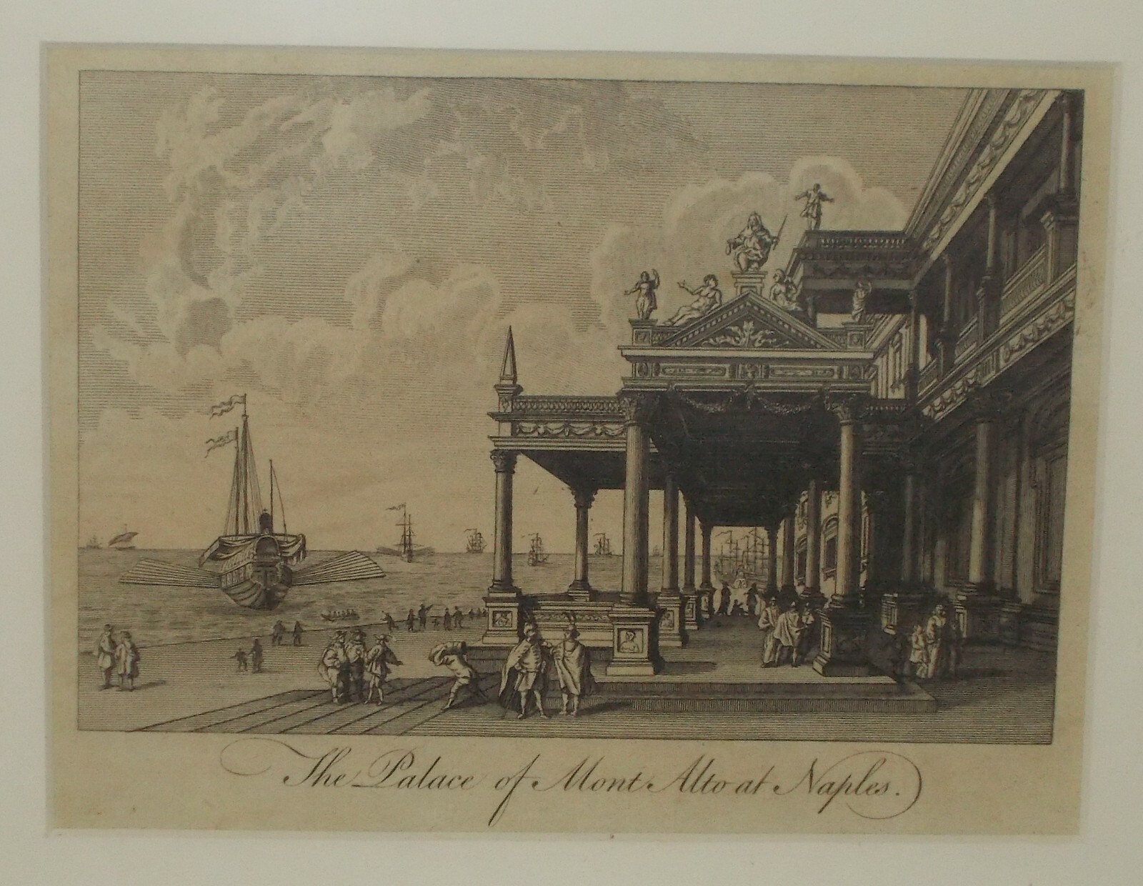 Napoli: Antica Veduta Portuale E Monumento Artistico Palazzo Montalto, Animata