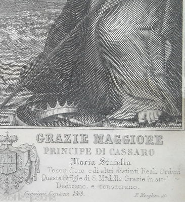 S. Maria Delle Grazie Maggiore: Stampa Devozionale Con Stemma Del Principe Di Cassaro Antonio Statella, 1863