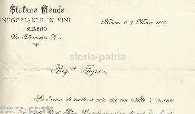 Enologia, Vini E Pubblicità 1893: Stefano Mondo, Milano, Notaio Capettini