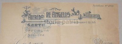 Abbigliamento, Sartoria Femminile, Sarto De Angelis, Roma, Carta Pubblicitaria, 1905