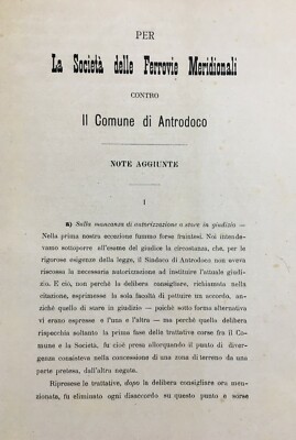 Giuridica Antica: Allegazione Abruzzo, Rieti, Antrodoco, Ferrovie Meridionali, 1905