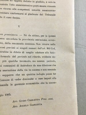 Giuridica Antica: Allegazione Abruzzo, Rieti, Antrodoco, Ferrovie Meridionali, 1905