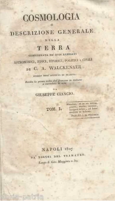 C. A. Walckenaer, Cosmologia o Descrizione Generale della Terra, 1827