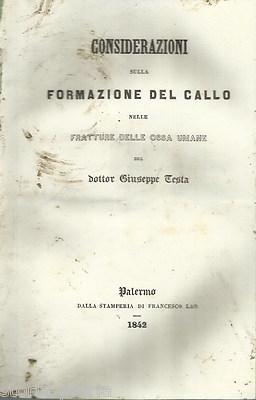 Giuseppe Testa: Considerazioni Sulla Formazione Del Callo Nelle Fratture Delle Ossa Umane (Palermo, 1842)