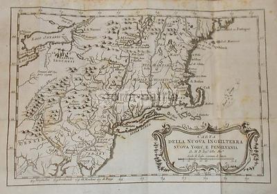 Mappa Antica Della Nuova Inghilterra, Nuova York E Pennsylvania, XVIII Secolo