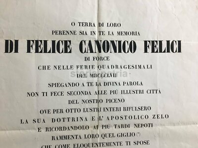 Marche, Macerata, Force: Antico Foglio Volante Di Felice Felici, Bonfranceschi