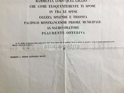 Marche, Macerata, Force: Antico Foglio Volante Di Felice Felici, Bonfranceschi