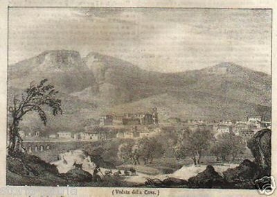 Campania, Cava. Veduta Panoramica E Pastorale. Litografia Dell'Ottocento
