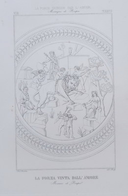 Arte Antica, Mosaici Pompeiani, Napoli, Pompei: Forza E Amore, Allegorica Incisione
