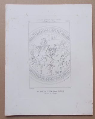 Arte Antica, Mosaici Pompeiani, Napoli, Pompei: Forza E Amore, Allegorica Incisione
