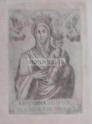 Stampa Popolare Devozionale: Antica Iconografia Madonna d'Itria San Niccolò Dei Greci