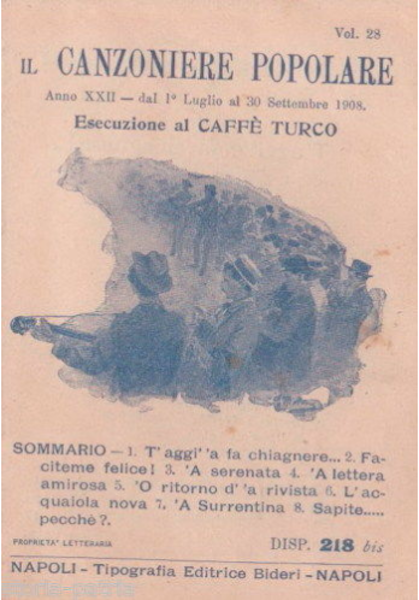 Napoli: Caffè Turco, Musica, Canzoniere Popolare, Folklore, Sorrento, Bideri, 1908