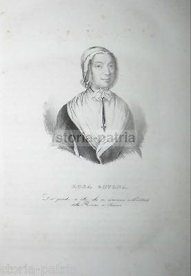 Piemonte, Torino, Mondovì: Rosa Govona, Antico Ritratto Litografico Dell'Ottocento