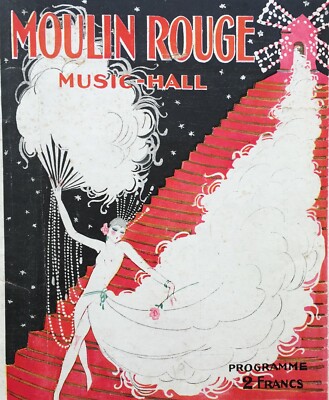 Musica, Teatro, Music Hall, Cabaret, Ballo, Moulin Rouge: Antico Programma Di Spettacoli